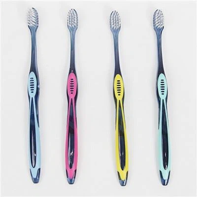 Escova de dentes transparente de plástico macio com cabeça pequena